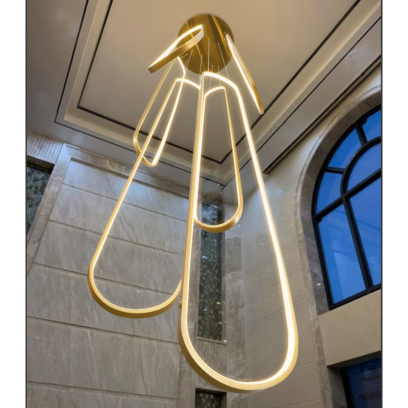 Lustre linéaire à 6 lumières DEL à intensité variable, Argent argent, 96 W, H 118 po x l 19,7 po x P 23,6 po