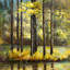 Arbres au milieu du lac - impression encadrée avec passe-partout-417833107-417833104