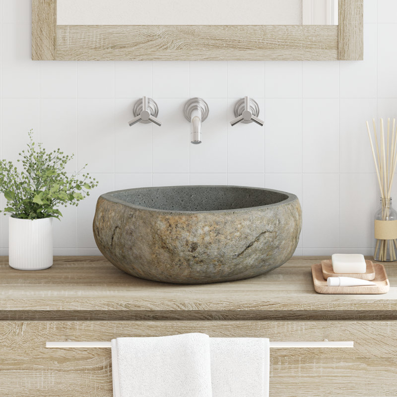 Lily Manor 45mm L x 45mm W Light Grey River Stone Oval Sink