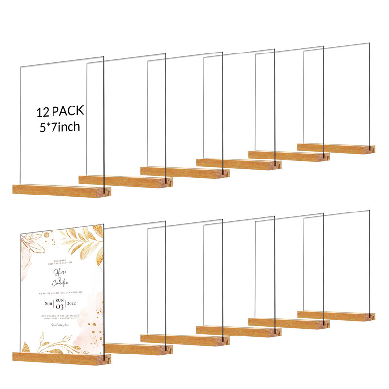 Stable & Clear Display – Acrylic Sign Holder Stand for Tabletop – Easy-Use Menu, Poster, Info Frame for Office, Store, or School – Commercial Signage Rack – 14.8x21cm, 12-Pack