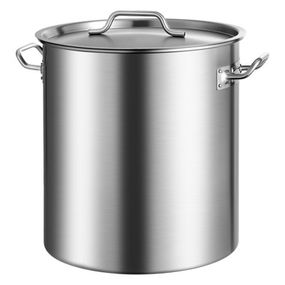 42-Quart Stainless Steel Stockpot with Basket and Lid, 16.64 x 16.73 x 16.93 in, Stainless Steel, 1-Piece, Stock Pot, Silver, Commercial Grade
