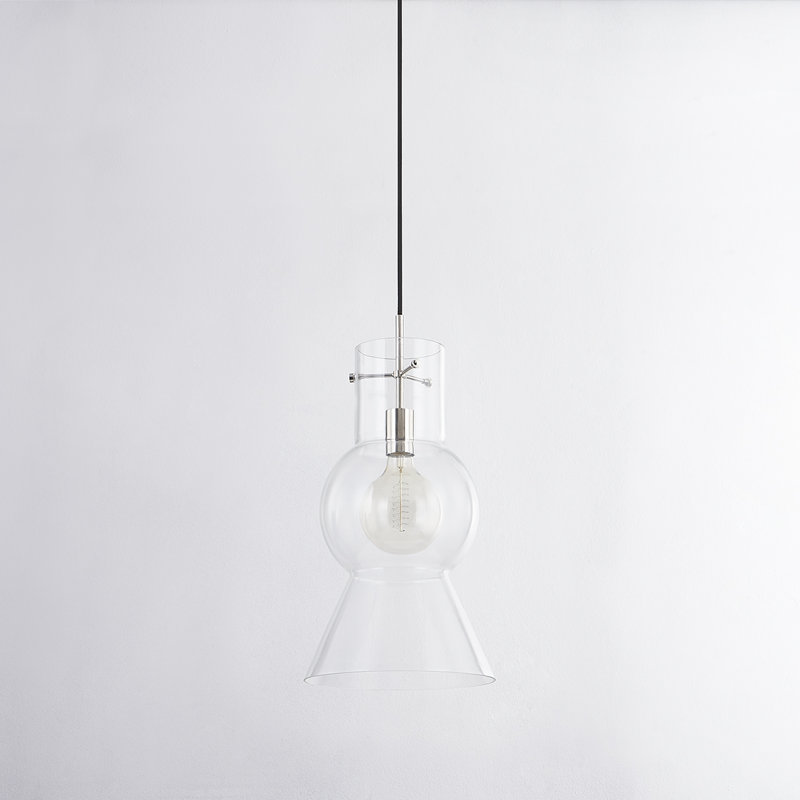Luminaire suspendu 1 lumière Mirabel, H 21,25 po x l 11 po x P 11 po, Nickel poli