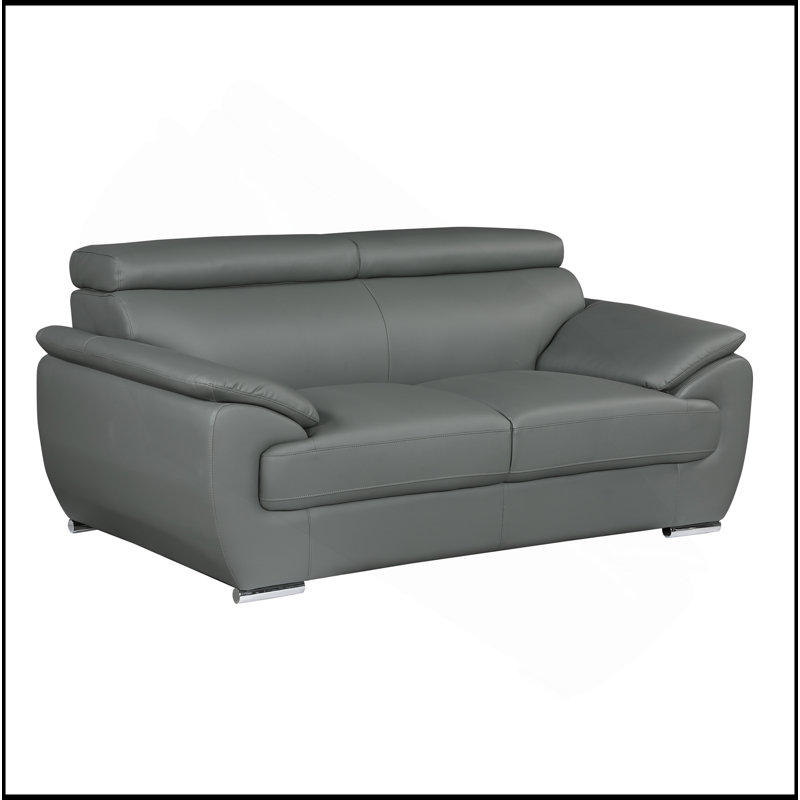 Causeuse en cuir véritable, Gris