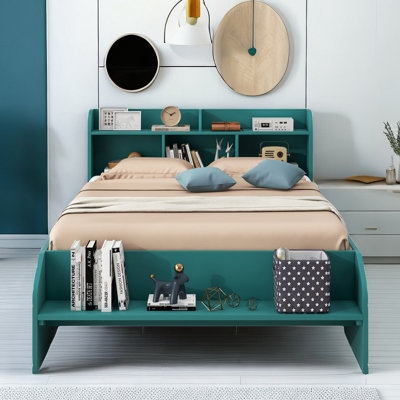 Wood Platform Bed With 2 Drawers, Storage Headboard And Footboard -  Red Barrel StudioÂ®, 600919BD2FDA4E05AF362854444E3C76