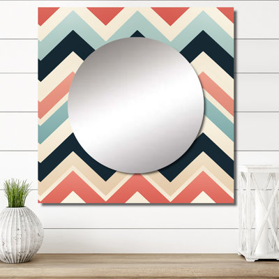 Art de miroir mural de salon doux multicolore à chevrons I - Glam