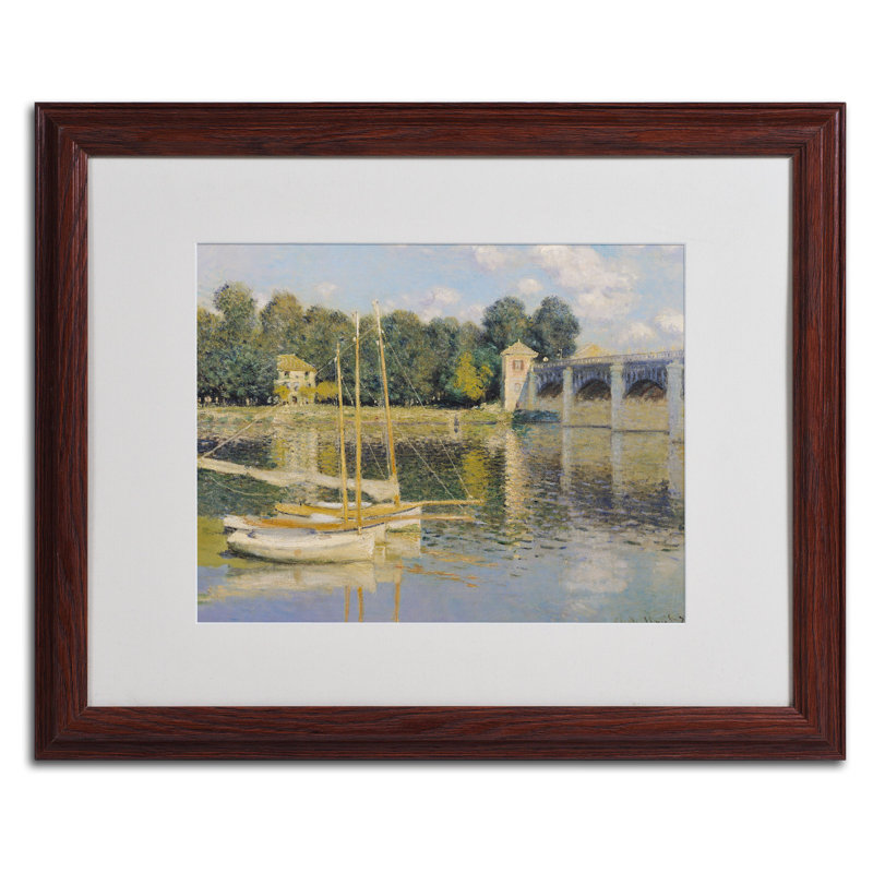 «The Bridge at Argenteuil» par Claude Monet - reproduction d'art sur toile, H 16 po x l 20 po x P 0,5 po, Brun - Biseautée