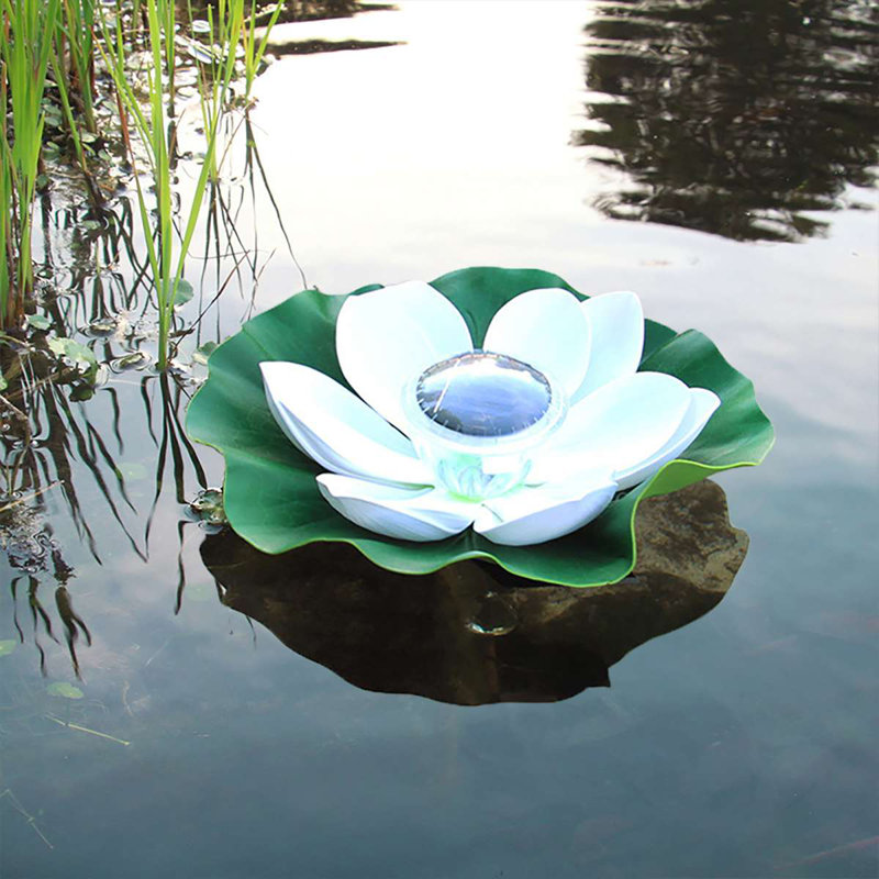 White Solar Powered LED Floating Lotus Pool Light