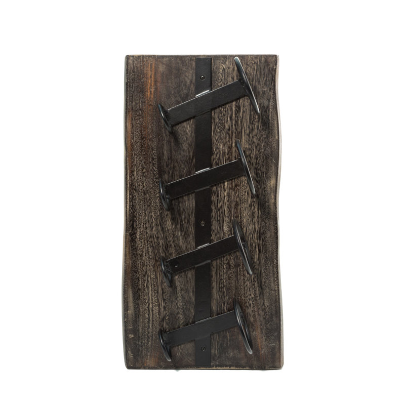 Pinkert Solid Wood Wall Mounted Wine Bottle Rack in Black