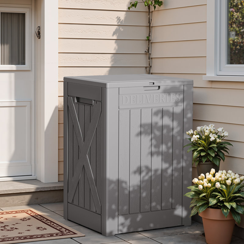 48 Gallon Lockable Resin Package Delivery Box With Lockable Secure, Gray