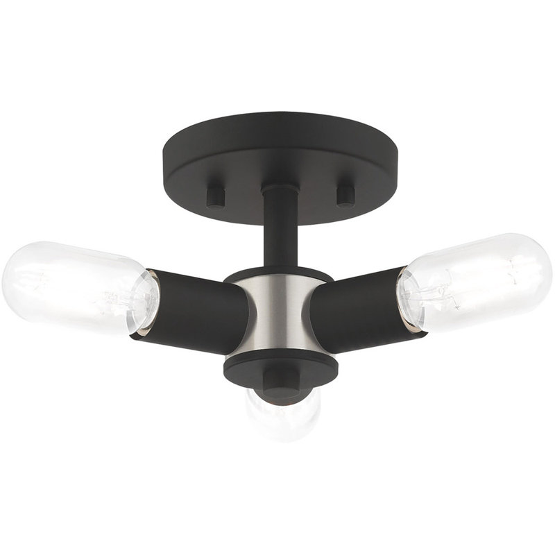Deyjah Glass Semi Flush Mount, Black
