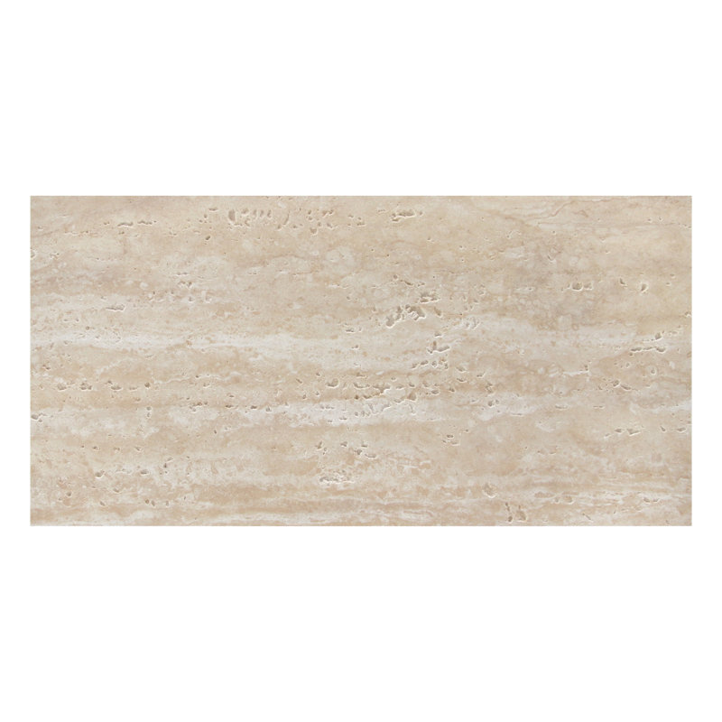 12" x 24" Subway Natural Clay Flexible Stone Travertine Wall Tile, Beige