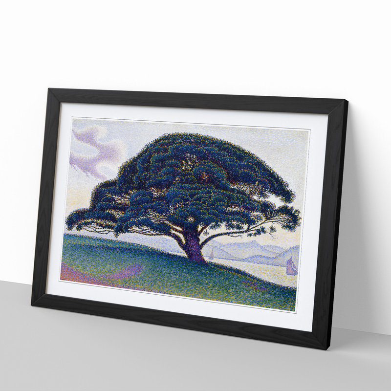 The Bonaventure Pine by Paul Signac - Picture Frame Painting, 48cm H x 65cm W x 2cm D, Black Framed