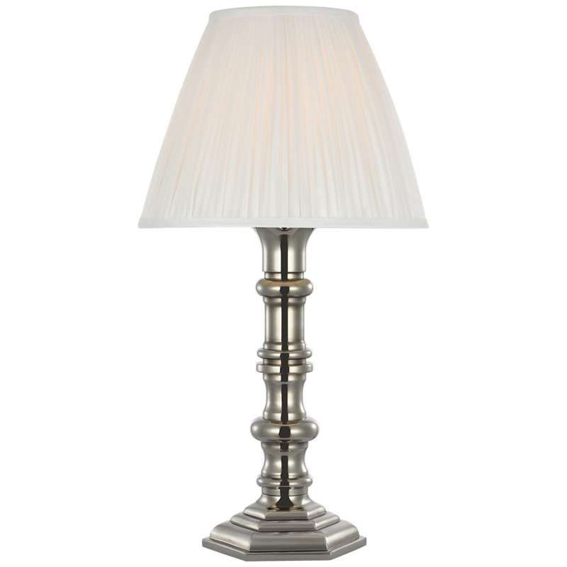 Thatcher 12" Cordless Accent Lamp with Silk Pleated Shade, 21" H x 11.25" W x 11.25" D, Butler's Silver