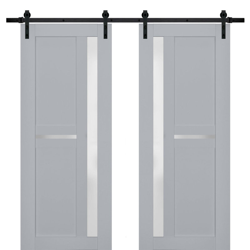 Portes de grange en bois givré Veregio, 84 po x 80 po, Gris