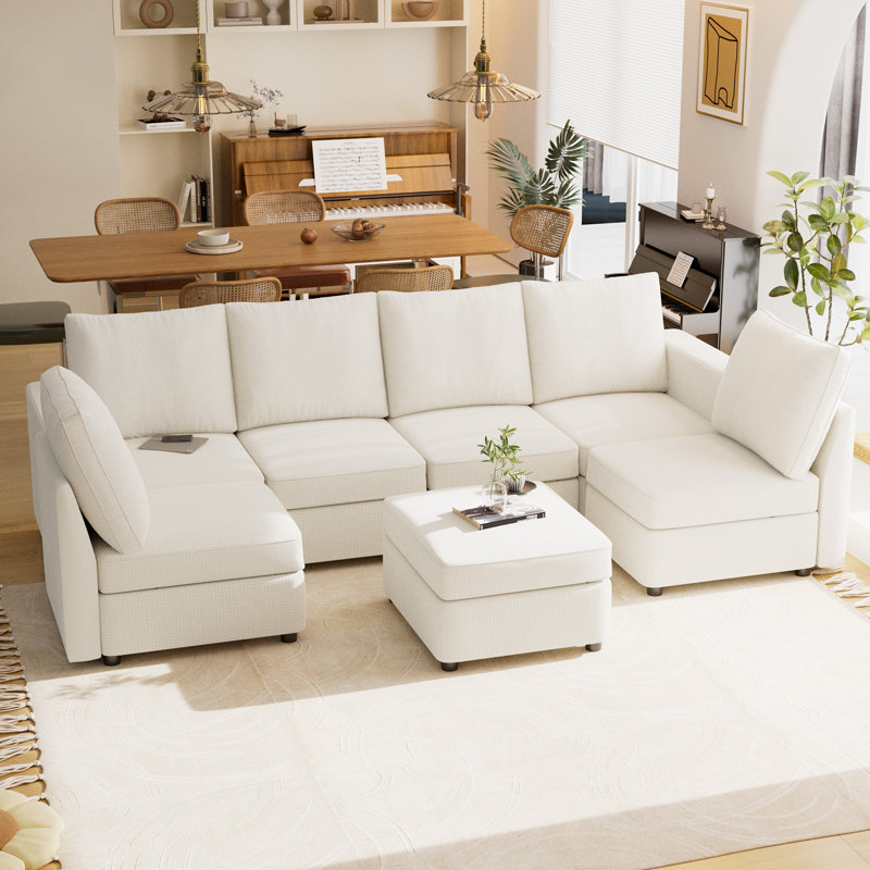 Canapé modulaire 7 pièces VINGLI, Polyester beige