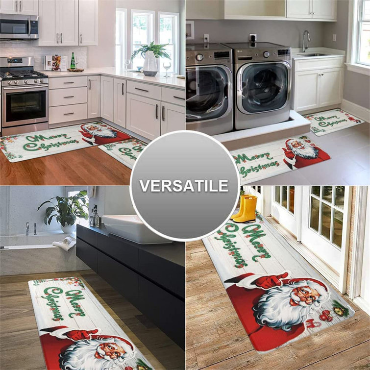 Red Santa Claus Kitchen Mat, Upholstered Anti-fatigue Kitchen Mat, Non-slip  Waterproof Kitchen Mat, Home Christmas Decoration, Suitable For Kitchen,  Floor, Home, Laundry Room, Office Waterproof Kitchen Mat, Merry Christmas Kitchen  Rug, 