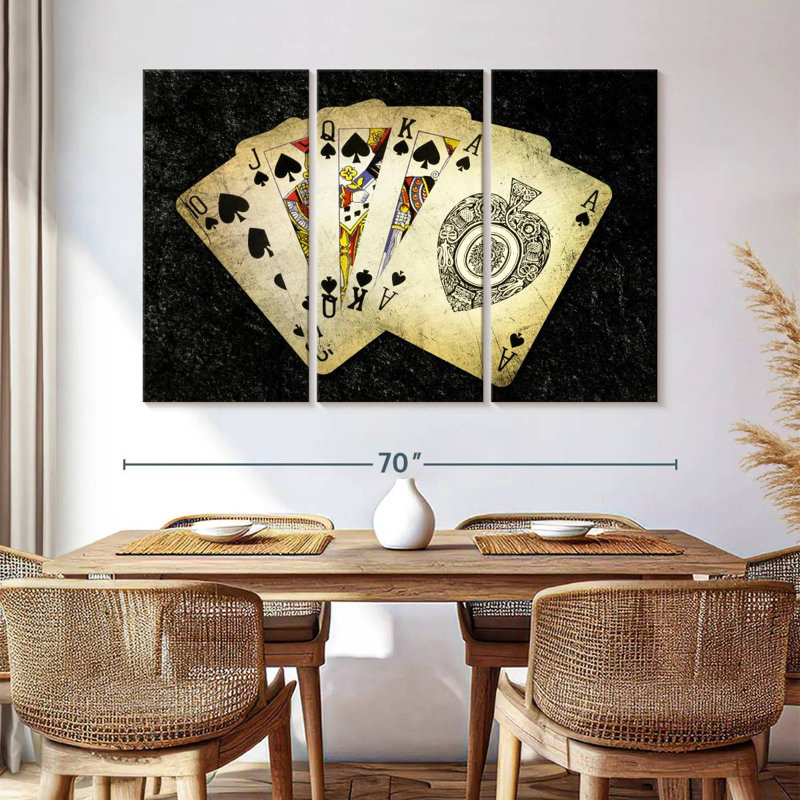 Poker Spade - 3 pièces sur toile tendue, H 42 po x l 65 po x P 1,25 po