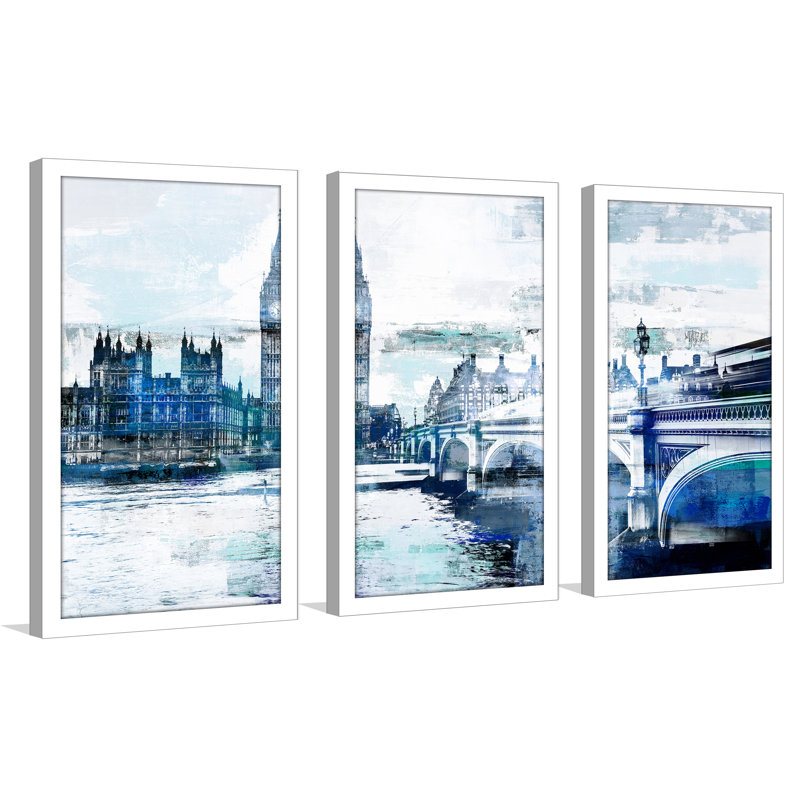 Big Ben I - ensemble de 3 reproductions d'art graphique, H 25,5 po x l 40,5 po x P 1 po