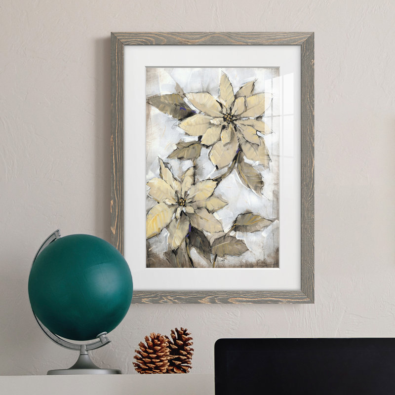 Poinsettia Study I Premium encadré mat - prêt à être suspendu, H 37,5 po x l 27,5 po x P 1 po, Cadre gris