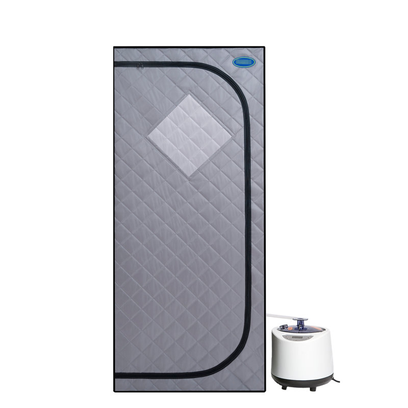 Tente de hammam portative pour tout le corps - Expérience de spa à domicile. Gris. Pot de 2,2 l. Température jusqu'à 65 °C. Télécommande et minuterie. Chaise pliable. Matériau imperméable. Installation et mobilité faciles. Anti-fuite.