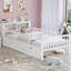 Lit simple blanc avec rangement et caractéristiques pour la tête de lit - Deux sous-tiroirs inclus-1230902539