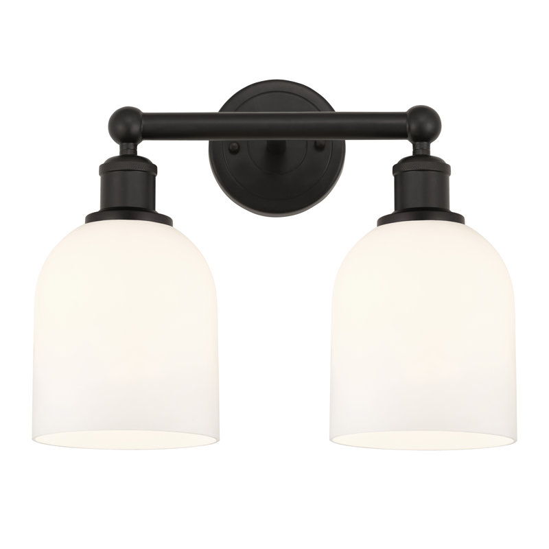 Edison Allysson 2 Light 15" Bath Vanity Light, Glossy White, Oil Rubbed Bronze