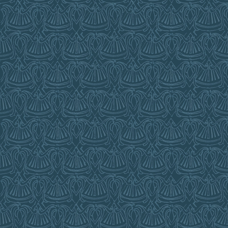 Rouleau de papier peint L 33 pi x l 20,5 po Fans and Bows Yuki Osada, Bleu turquoise foncé