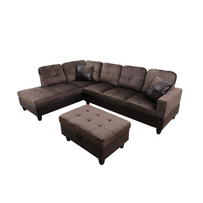 Kaneisha Upholstered 103.5 " Microfiber / Microsuede L-Shaped with Ottoman Sectional