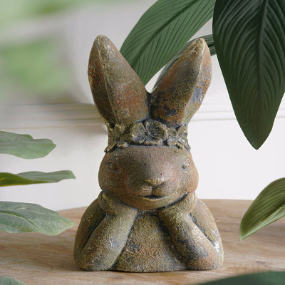 6.7x5.9x15.2" Antique Rabbit Figurine