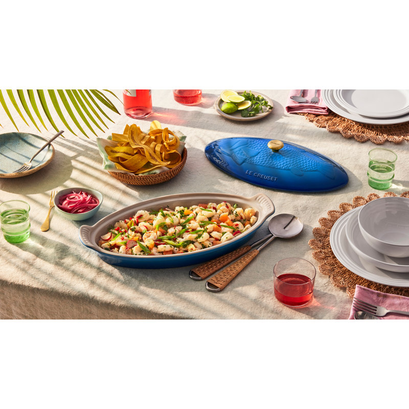 Le Creuset Stoneware Heritage Fish Baker, 1.7 Qt. - Cerise, Gray