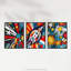 Space Comic Book Style Planet Stars Rocket Kids Bedroom 3 Piece Wall Art-1950435329