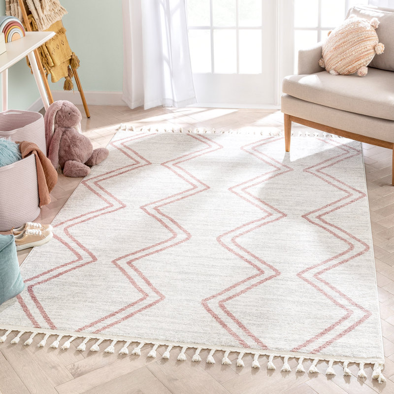 Kennedy Pink/Ivory Children's Rug, Rectangle 120 x 160cm