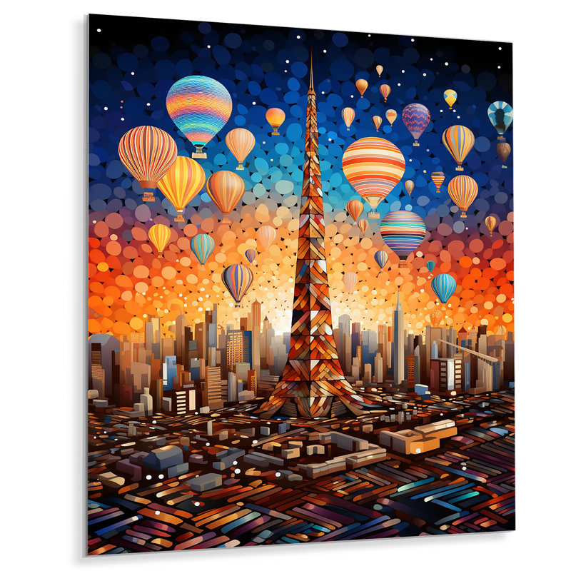 Ballon Forbidden City Dusk - montgolfière en métal, art mural, H 40 po x l 30 po x P 1,5 po