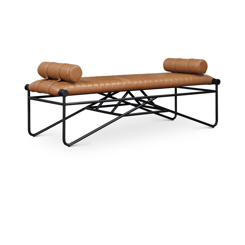 Banc en similicuir Gatsby Pollman, Cuir cognac végétalien