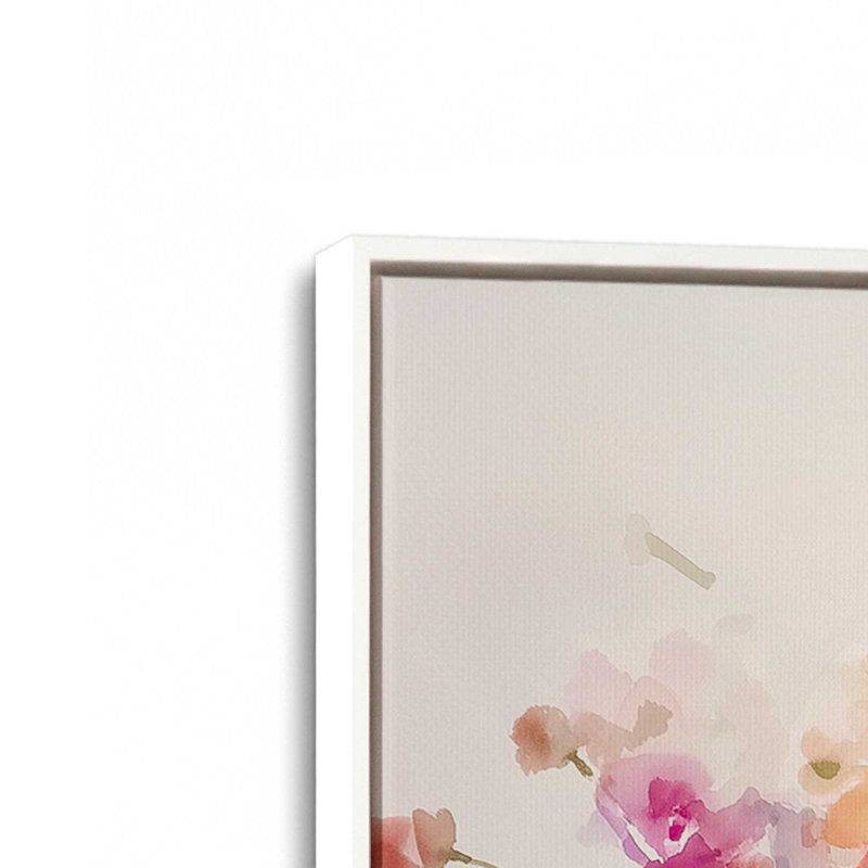 Blush Meadow Blooms, ensemble de 2 impressions, 12 po x 12 po, Cadre flottant blanc opaque