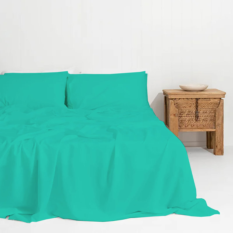 Ensemble de literie 6 pièces en rayonne de bambou, Grand, Turquoise