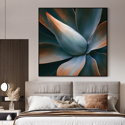Très grand art mural imprimé sur toile - feuilles, art botanique moderne, décoration pour le salon ou la chambre à coucher - «Assemblage requis du cadre (cadre non fini)»