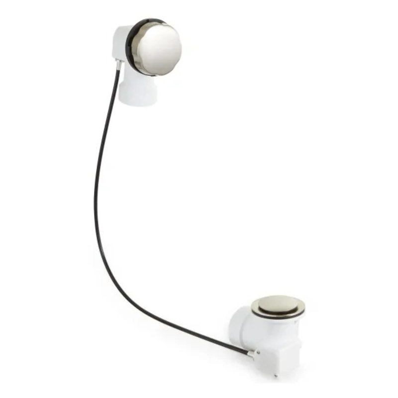 PVC Cable Drain & Overflow for 17" - 22" Deep Alcove Tubs - Polished Brass, Polished Brass