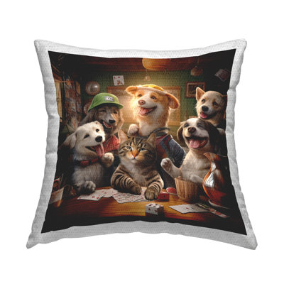 Casino Games Animals Outdoor Printed Pillow by Jim Baldwin