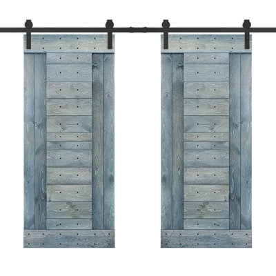 Porte de grange à panneaux et en bois avec quincaillerie d'installation