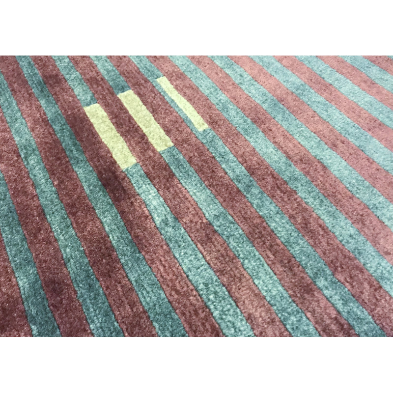 Hand-Knotted High-Quality Green and Brown Area Rug