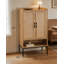 Range-chaussures avec portes en rotin, range-chaussures à 5 niveaux avec tablettes ouvertes, range-chaussures en bois, pour vestibule, couloir