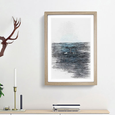 Blue Whale in Abstract - Picture Frame Drawing Print