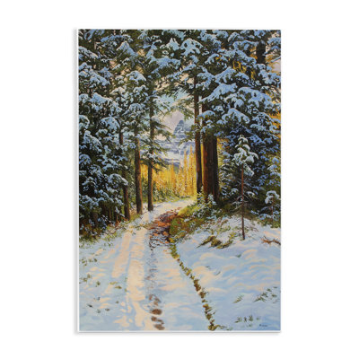 "Snowy Forest Trail", art mural sur bois par Andrew Kiss