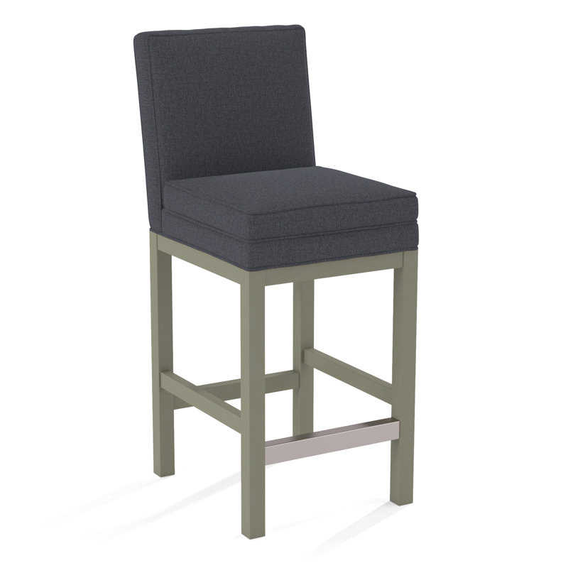 Upholstered Stool, White Textured Performance; 0865-91, Greystone Finish