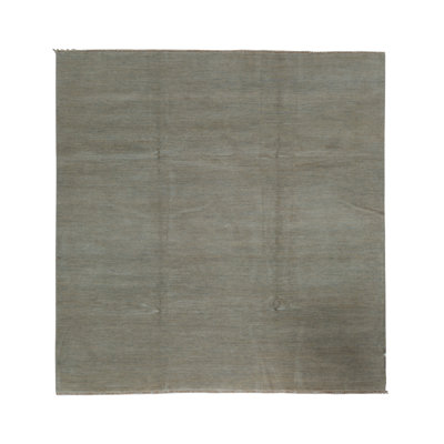 Tapis carré argent et brun de haute qualité noué à la main