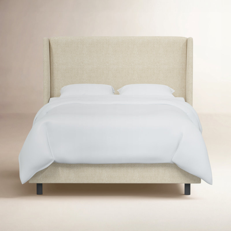 Bellfield Upholstered Wingback Bed, Milsap Canvas Sustain® Tweed, Full