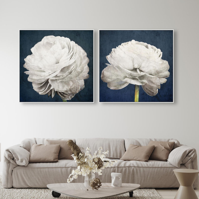 Oliver Gal Pretty View Set Floral and Botanical - Framed Canvas Art, White, 42" H x 42" W