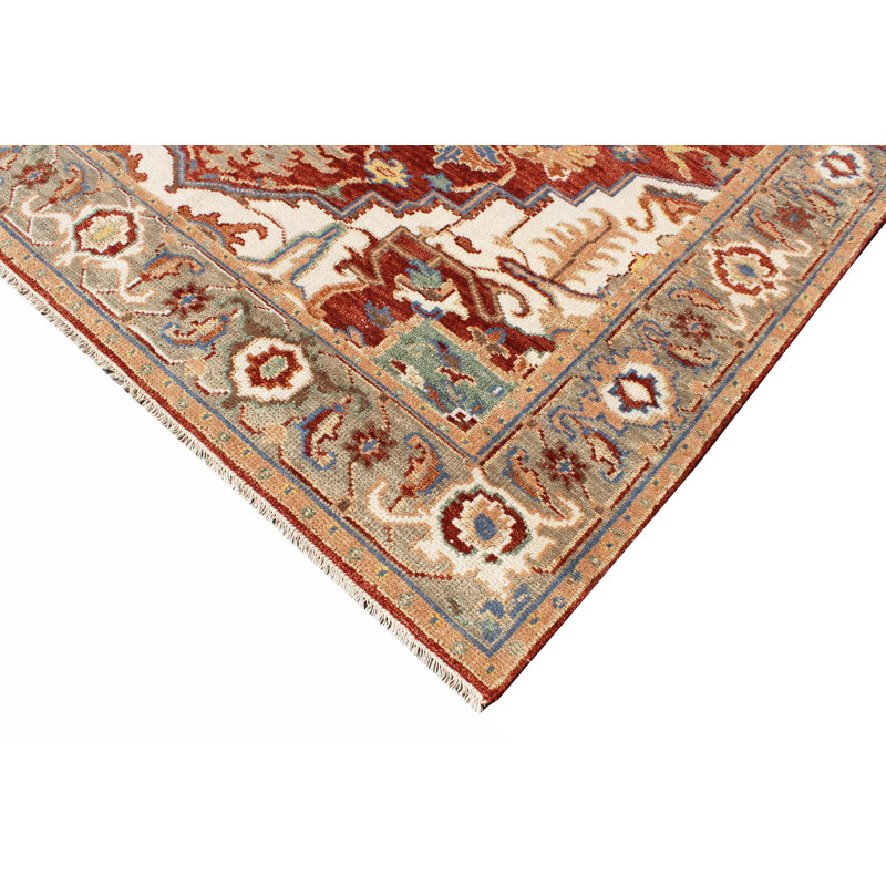 Hand Knotted Bristol Collection Rust Grey Oriental Wool Area Rug - 8' x 10' ft