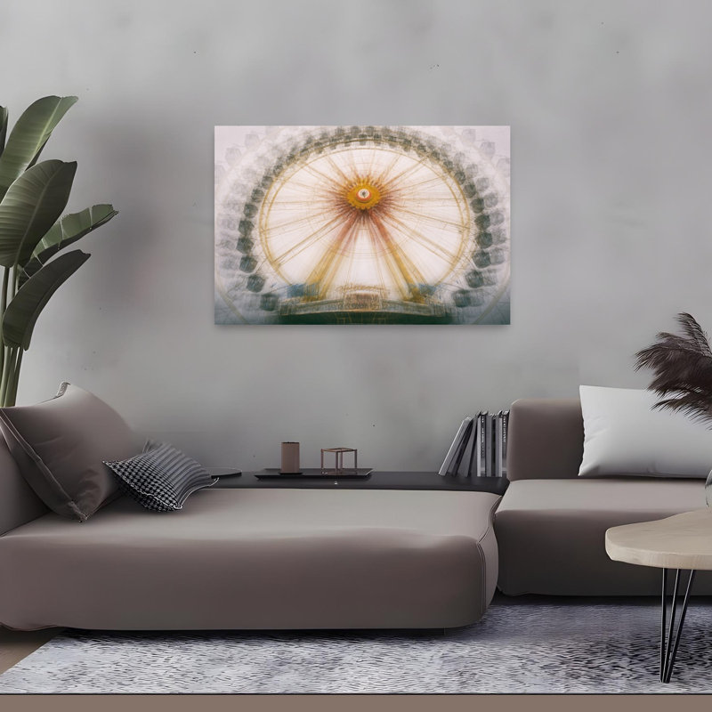 Grande roue onirique, affiche murale abstraite à l'architecture énergique et onirique, 32" H x 48" W